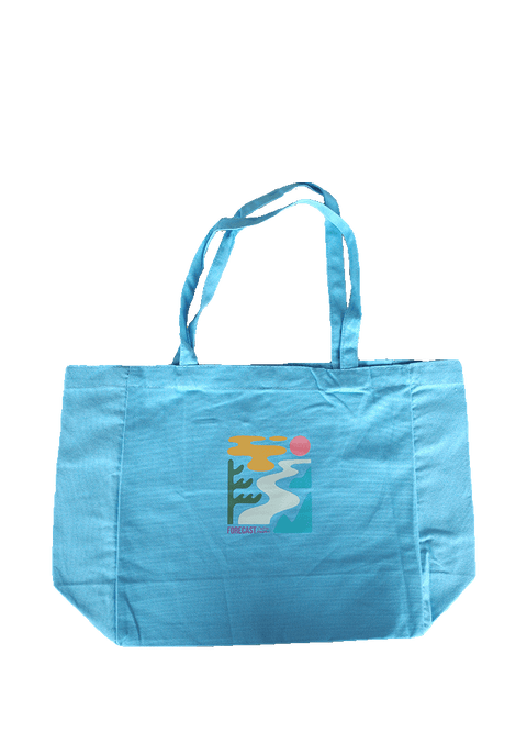 Oversized Gusset Tote - Blue Nature Print